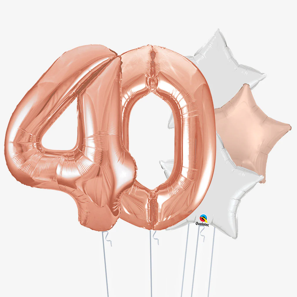 Rose Gold Stars & Number Balloons - Image 4